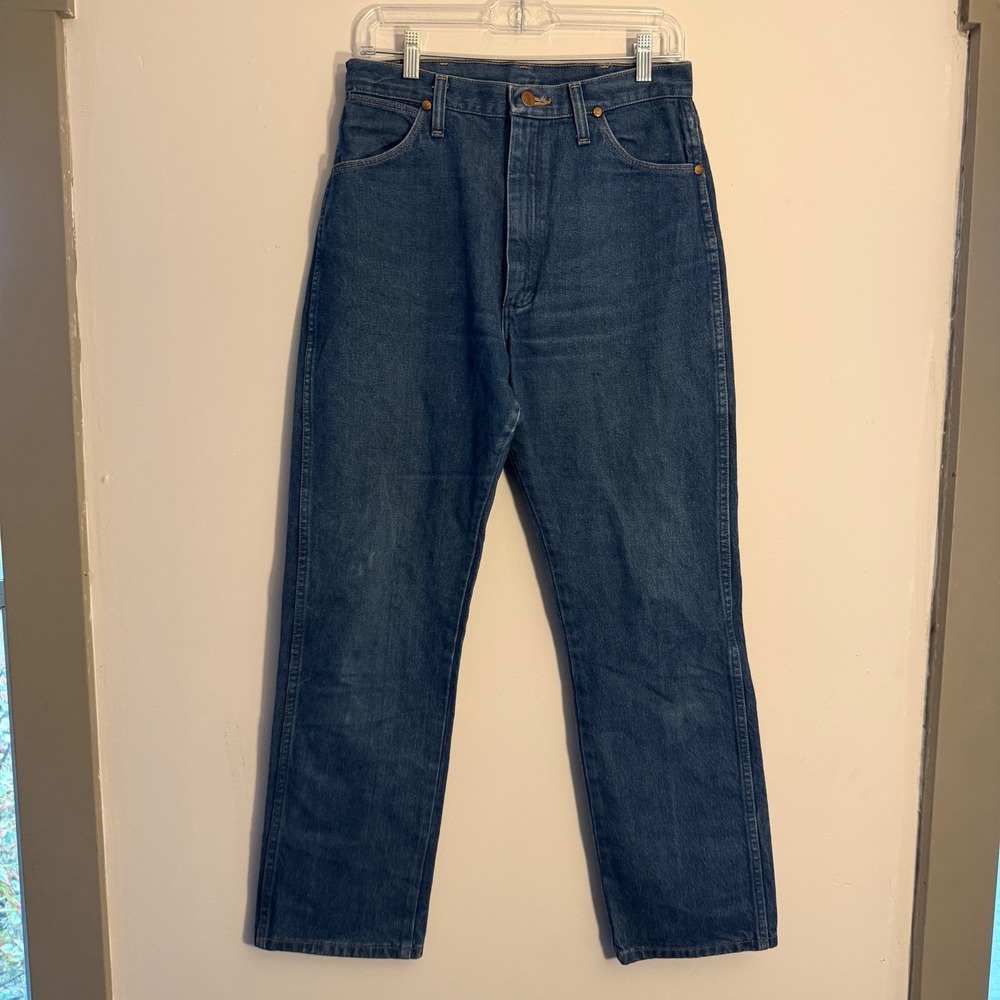Vintage Wrangler 14MWZG Blue Denim Straight Leg Jeans Size 28 High Waisted